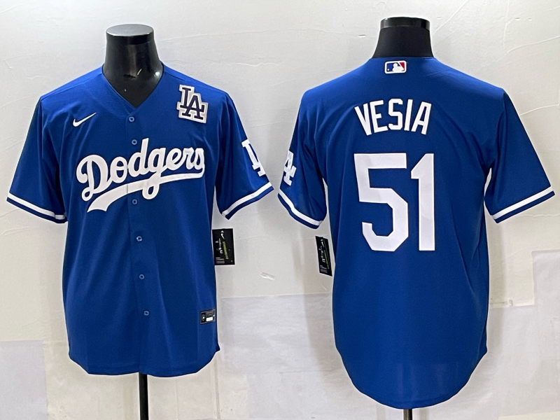 Men Los Angeles Dodgers #51 Vesia Blue Nike MLB 2025 Jersey style 01